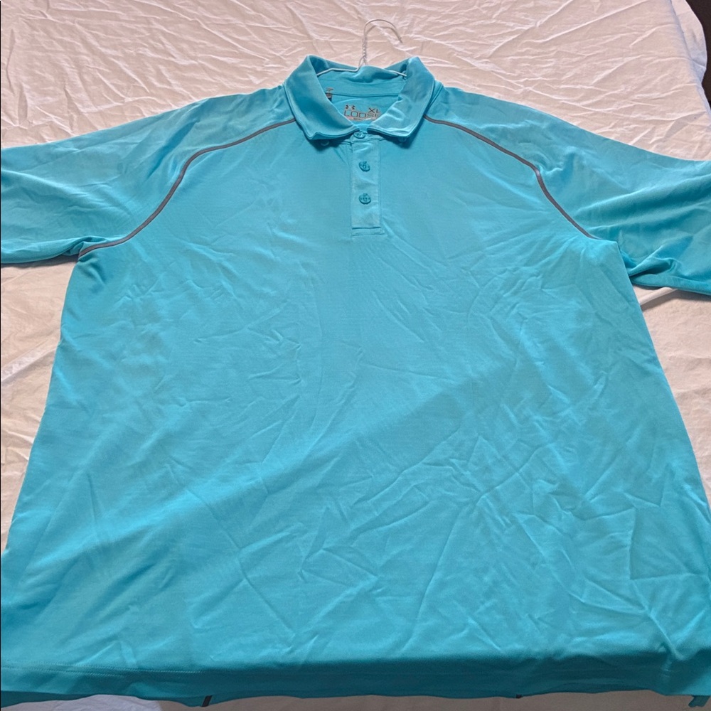 Under Armour Men's Teal Polo with Gray Piping